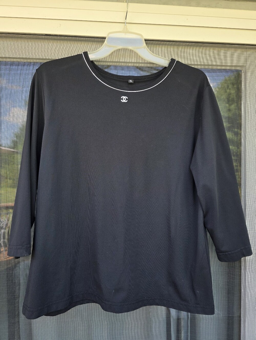 Vintage Y2K Chanel Black embroidered Top Shirt XL
